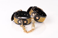 Kinkster Vegan Leather Handmade Gold Crystal Handcuffs
