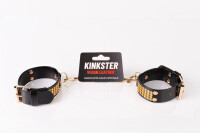Kinkster Vegan Leather Handmade Gold Crystal Handcuffs