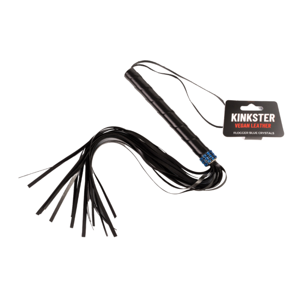 Kinkster - Vegan Leather - Handmade - Flogger blue crystals