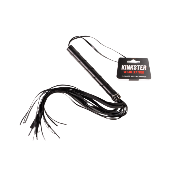 Kinkster Vegan Leather Handmade Flogger mit Silberkristallen
