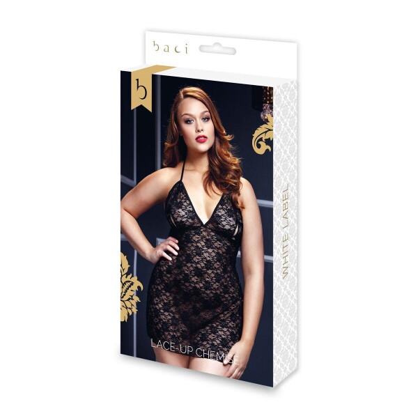 Baci - Schwarzes Spitzenkleid mit halben Körbchen - Für Kurven