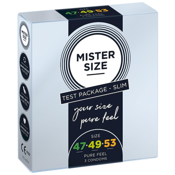 Pure Feel - Test Package Slim - Condoms 47, 49, 53 mm - 3 Pieces