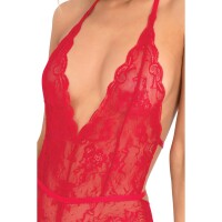 Spank me Strap-Back Spitzen-Bodysuit - Rot