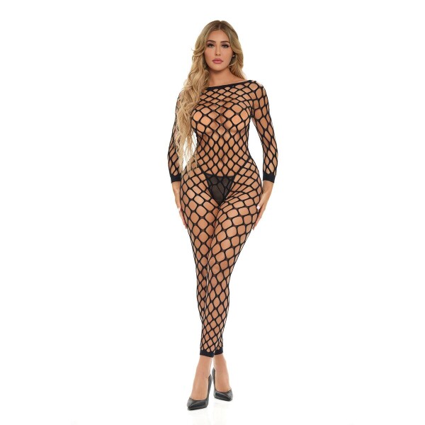 Bodystocking Pink Lipstick Schwarz (Einheitsgröße)