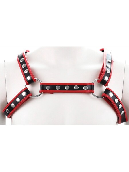 Bulldog Chest Harness Leatherette Black/Red