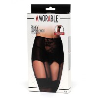 AMORABLE - Wide Garter Belt with Stocking Black