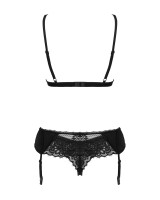 OBSESSIVE 3-Piece Set Bra Thong Garter Belt