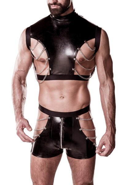 Grey Velvet MEN 2-teiliges Lederimitat-Outfit in Schwarz