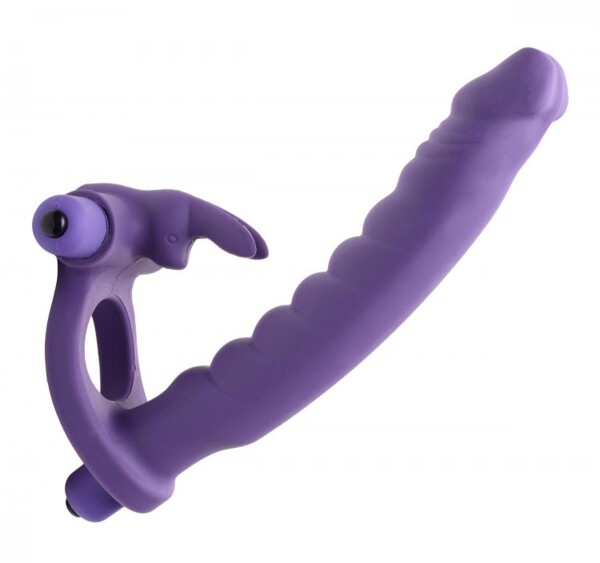 Double Delight Vibrating Rabbit Ring with Dildo