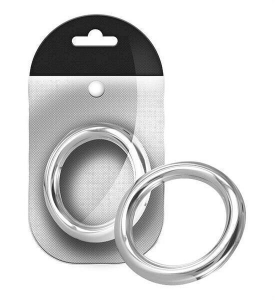 Black Label Stainless Steel Round Cock Ring 6 mm. x 45 mm.